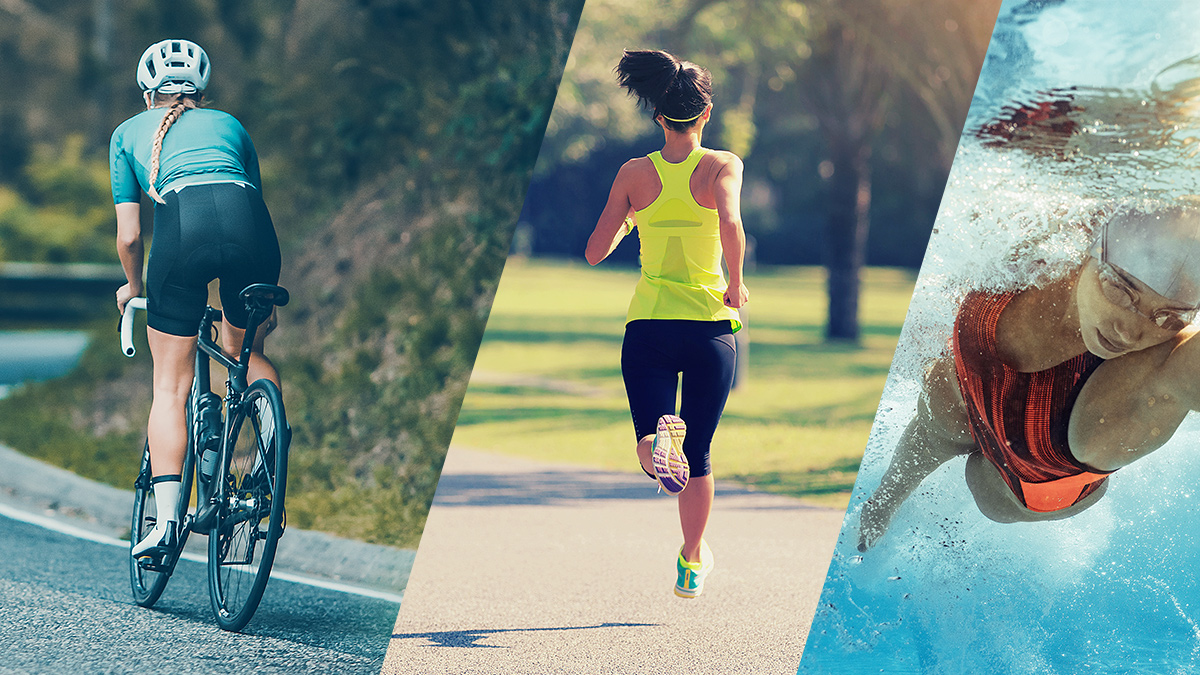 Image Of A Cyclist, Runner, And Swimmer Doing Threshold Tests