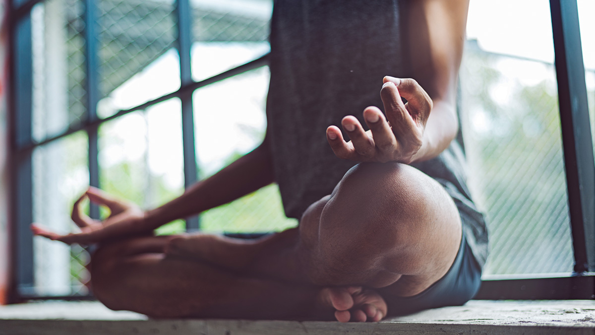 Young Attractive Boy Exercising,asian Man Practicing Meditation