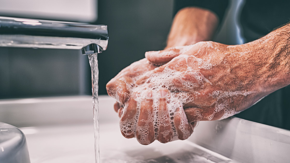 Coronavirus Pandemic Prevention Wash Hands With Soap Warm Water And , Rubbing Nails And Fingers Washing Frequently Or Using Hand Sanitizer Gel.