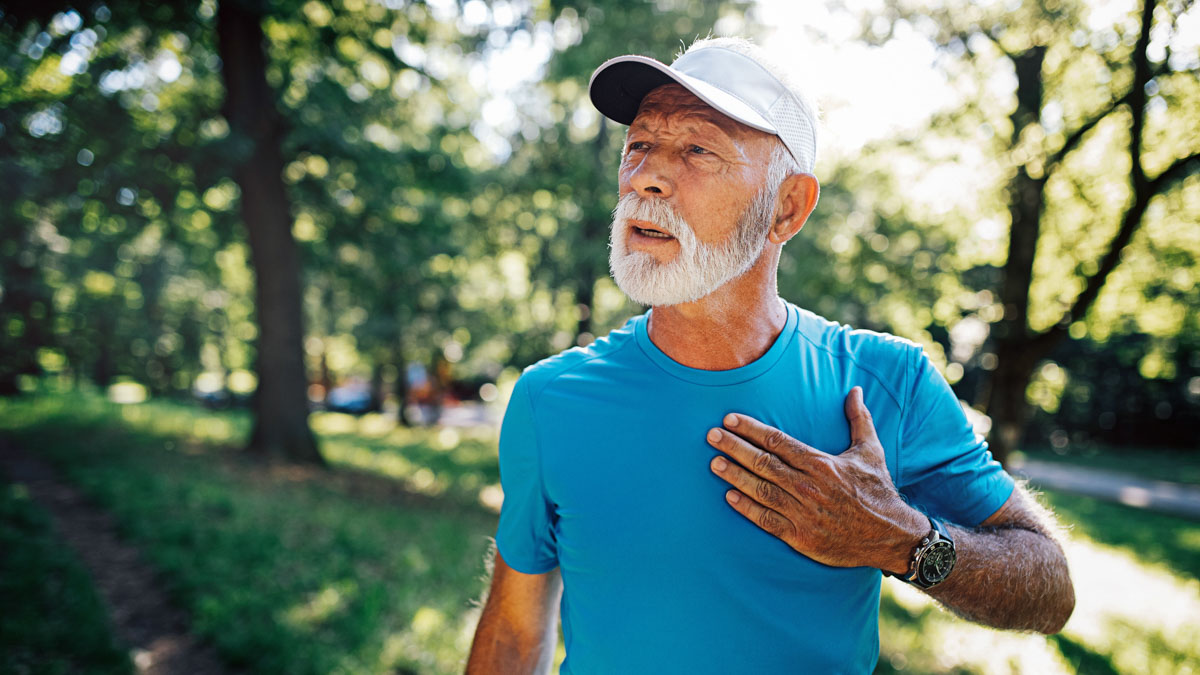 Mature Man Athlete Have Sore Left Chest Pain Dizziness