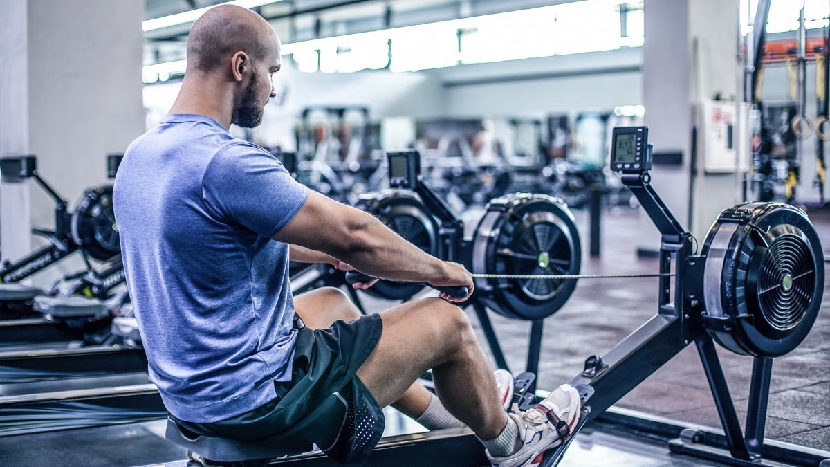 Image Of A Male Athlete Doing Rowing Training