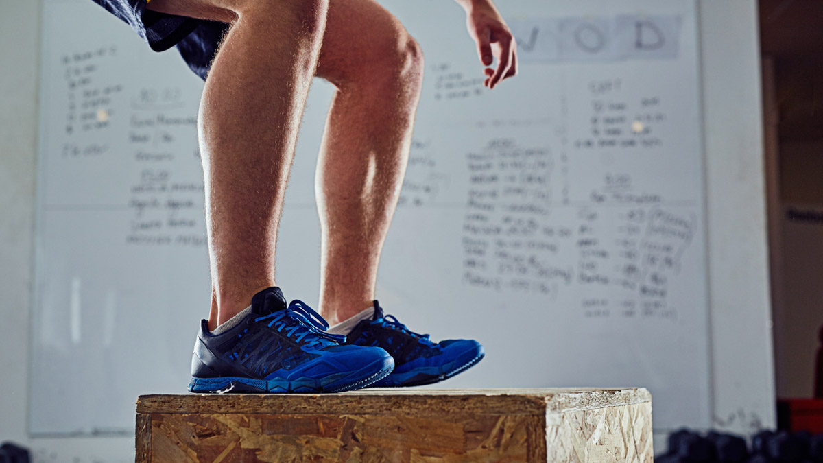 Closeup Of Man Doing Box Jump Exercise