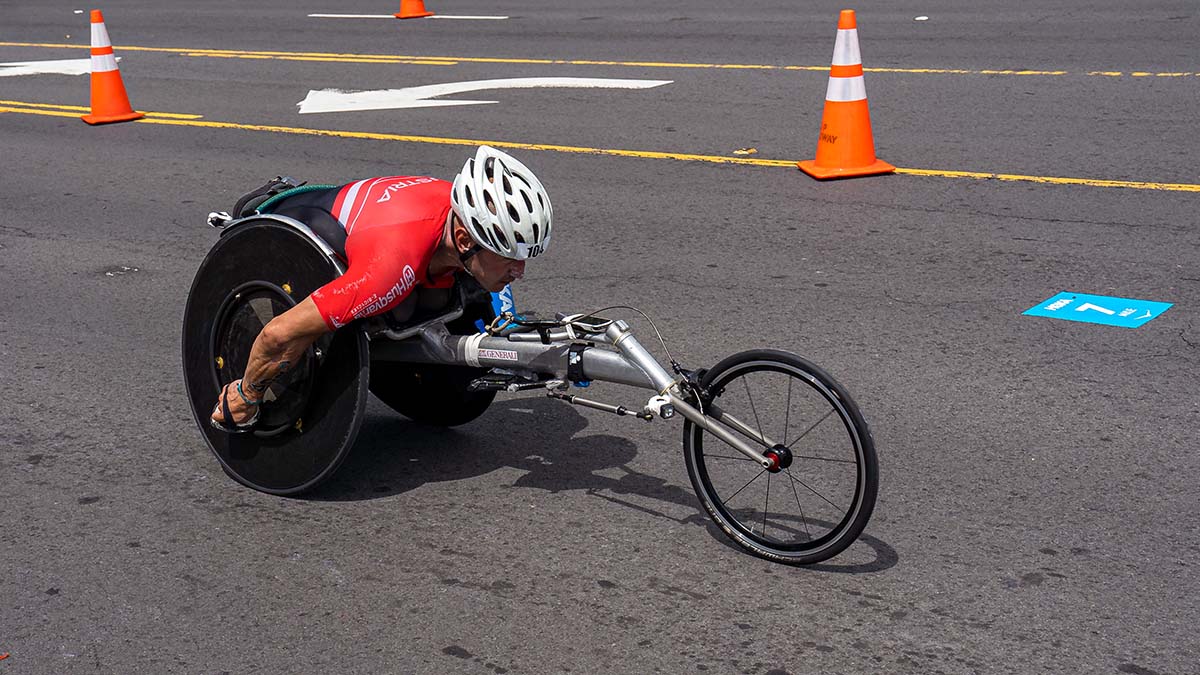 A Wheelchair Racer On The Run Course During The Kona World Championships.