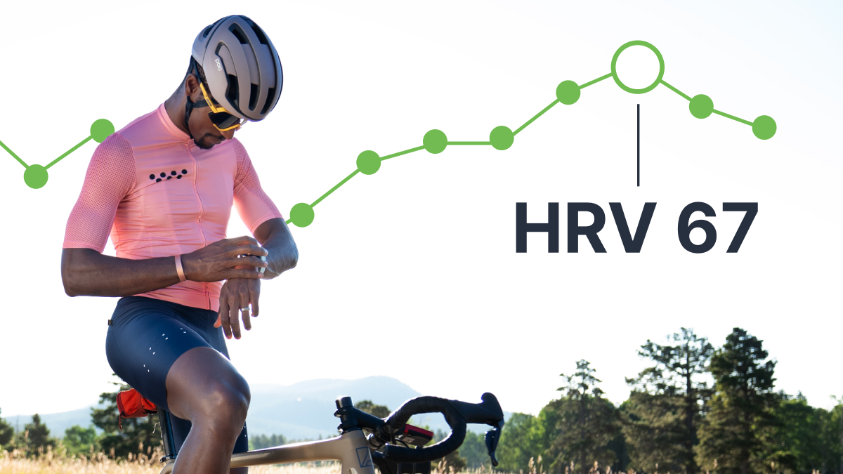 Imagery Of A Cyclist Checking His Garmin Overlaid With Elements Of Trainingpeaks' Hrv Feature.