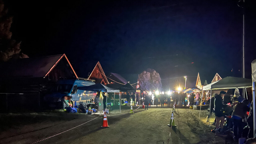 The Twin Lakes Aid Station in the middle of the night for the Leadville Trail 100