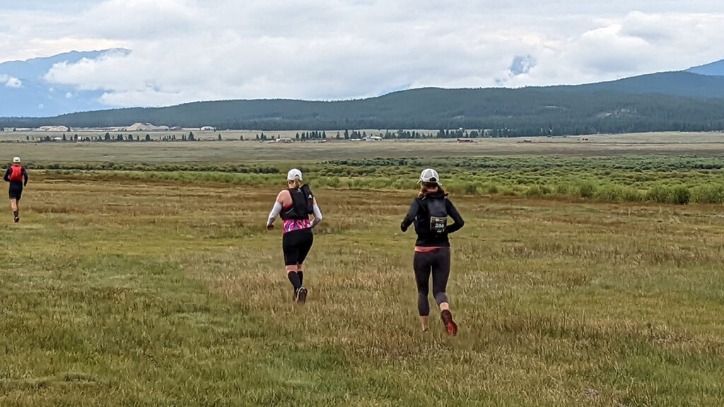 Kristin Gablehouse running the Leadville Trail 100 from Outward Bound Aid Station