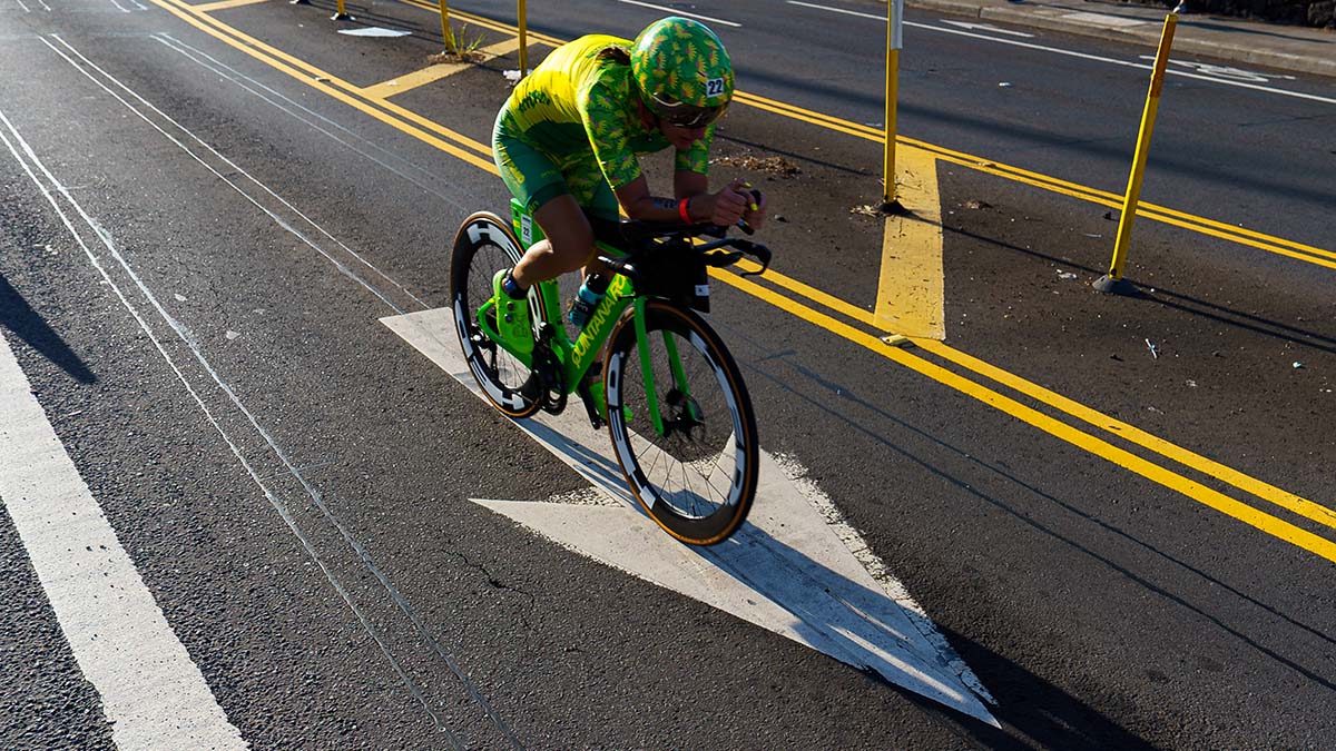 A Female Elite Racer On Her Bike At The Ironman World Championships Hawai'i 2022