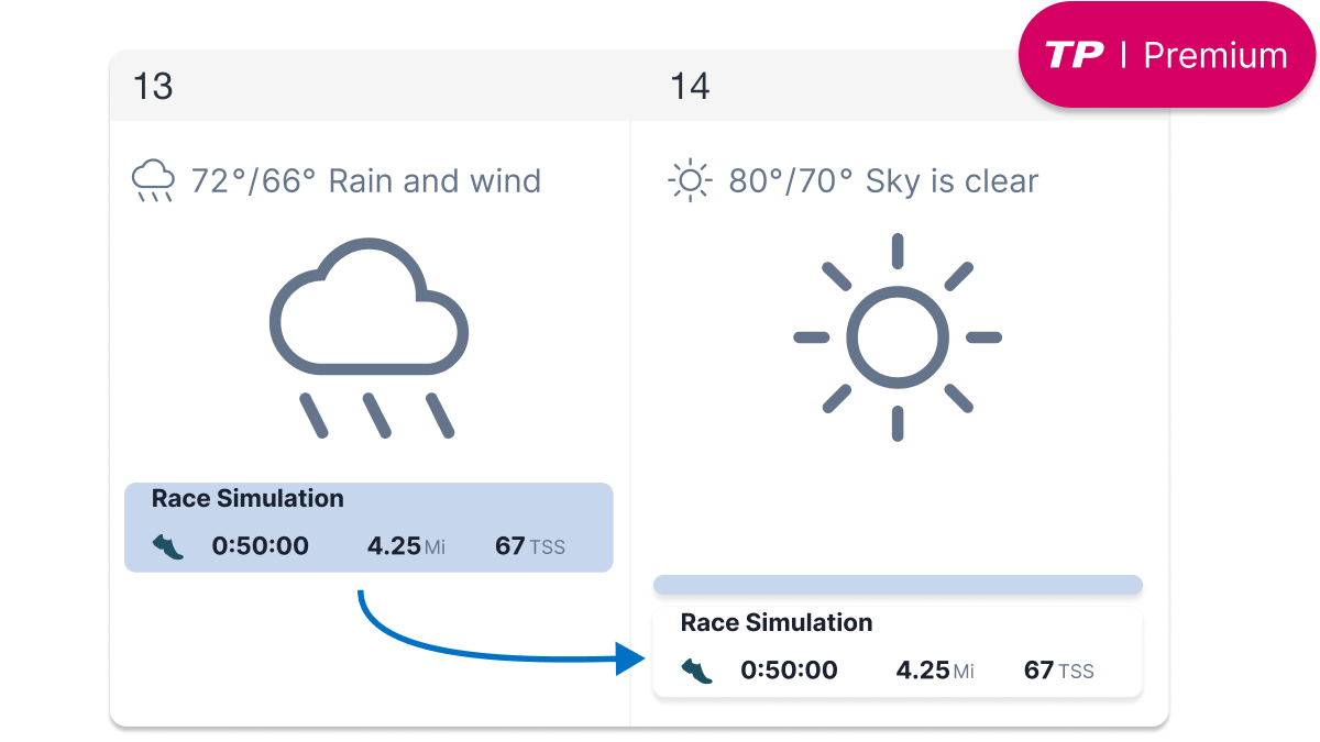 Image Shows Workout Being Moved From Rainy Day To Sunny Day On The Trainingpeaks Platform